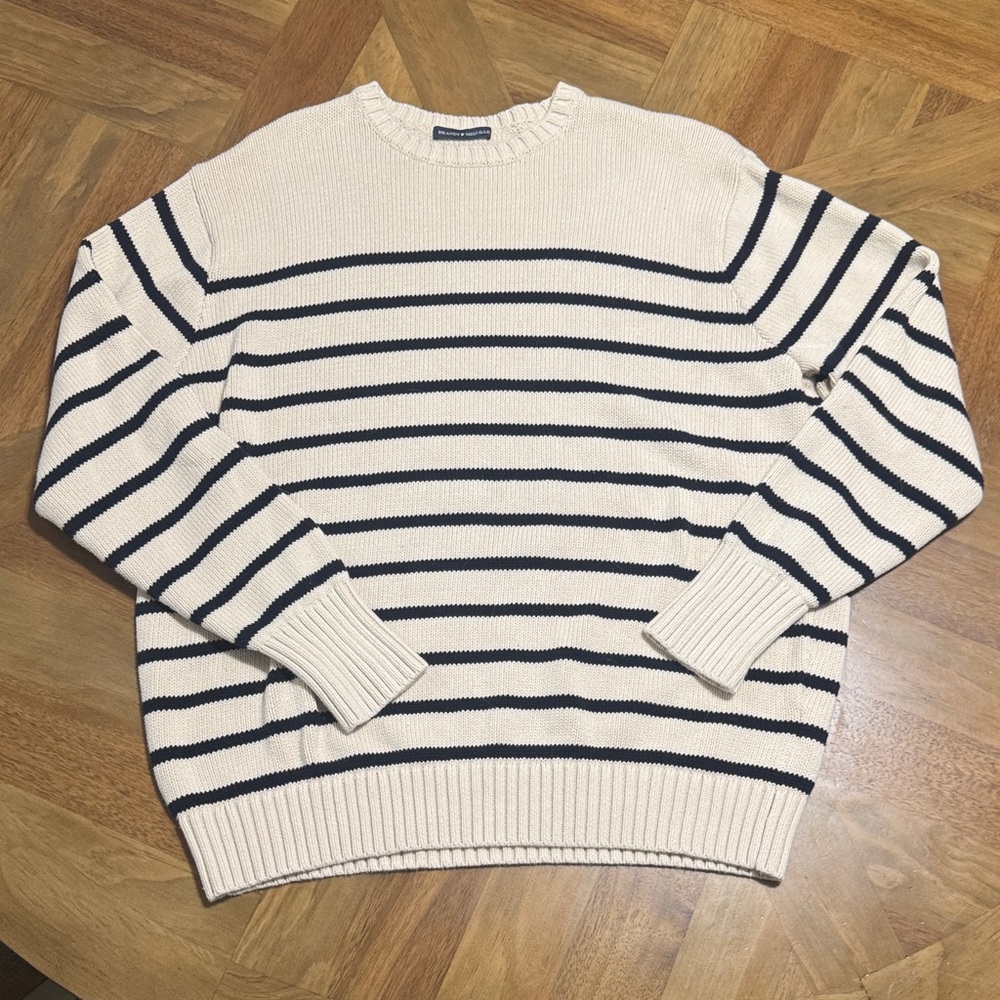 Brandy Melville Striped Cream and Navy Sweater